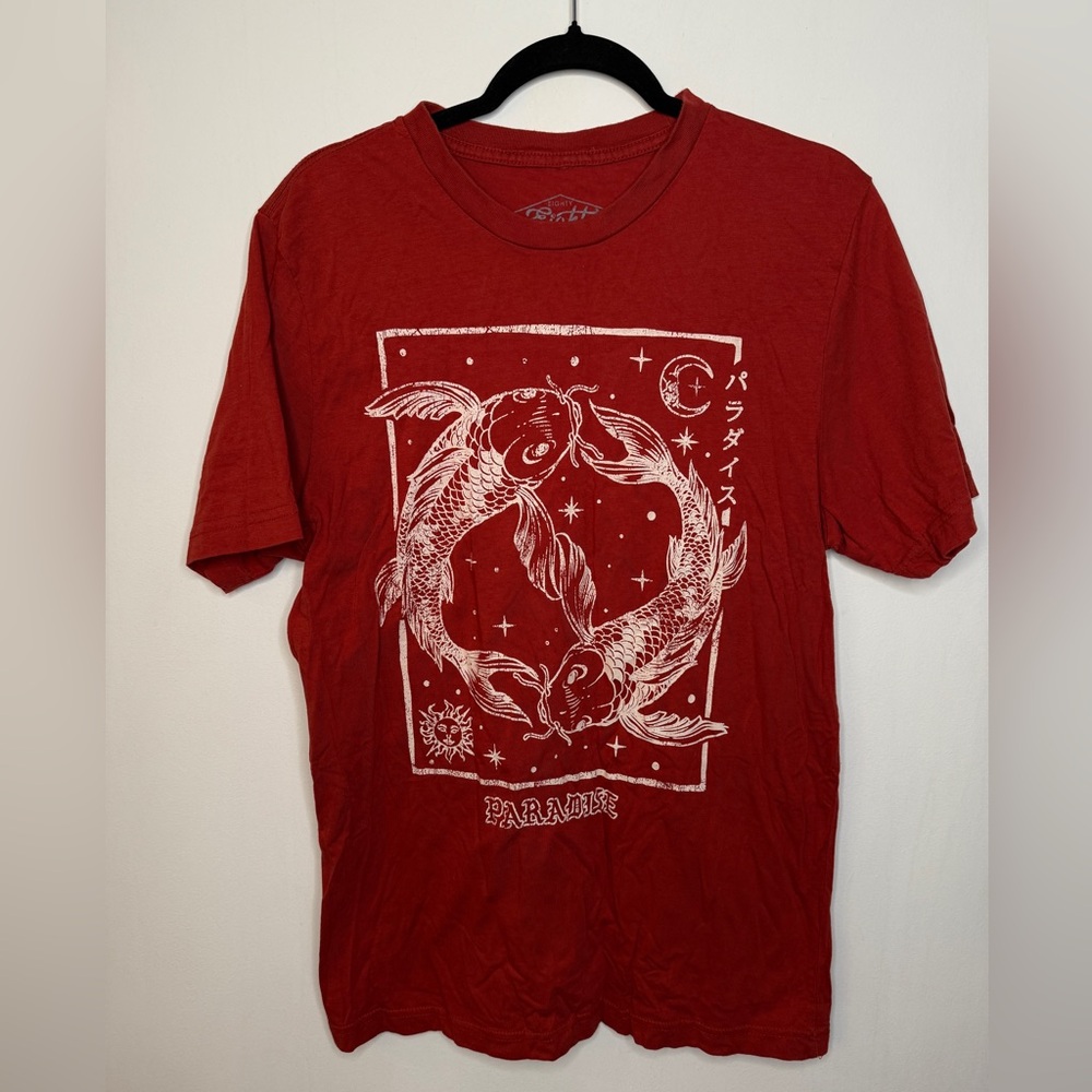 Eighty Eight Red Short Sleeve Tee with Artistic Design